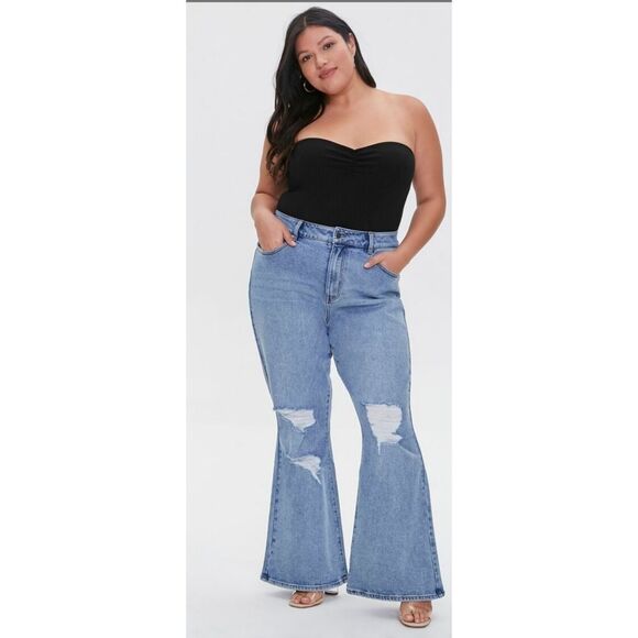 Forever 21 Denim - Forever 21 Plus Size Premium Distressed Flare Wide Leg Jean 3x NWT